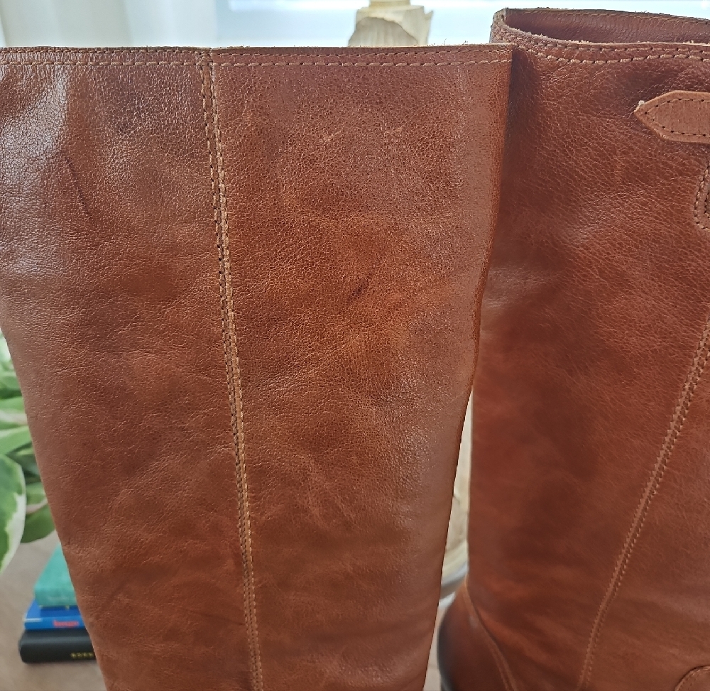 Vince Camuto Chestnut Leather Heeled Boots Dip Dyed Toe - Picture 2 of 8